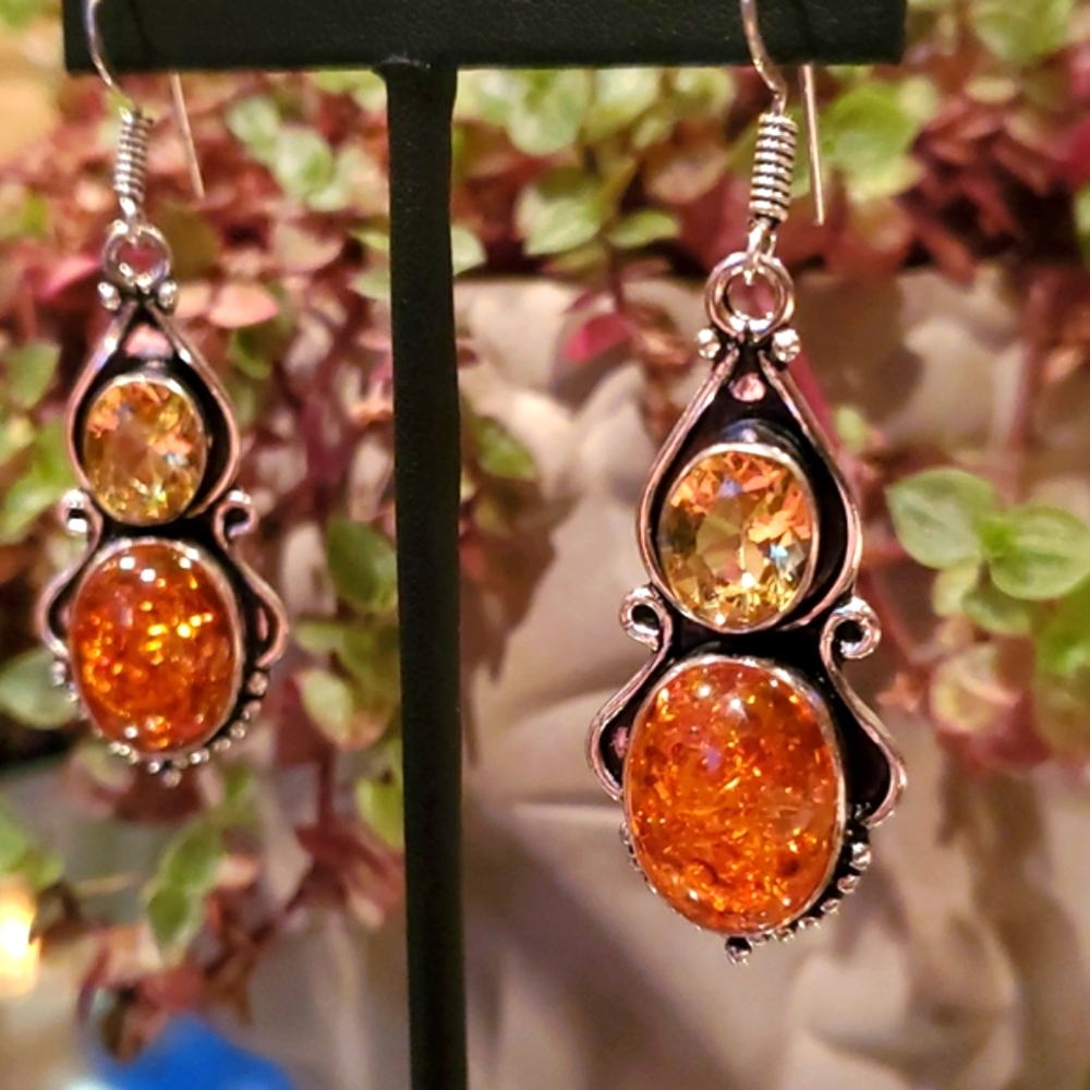 Amber citrine earrings
